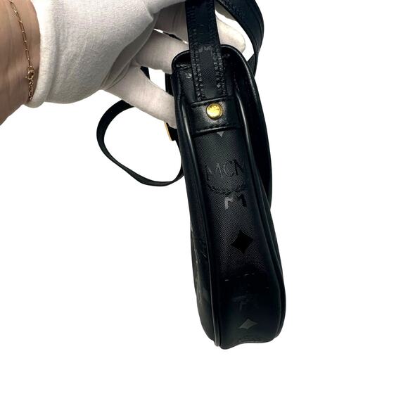 Vintage MCM Black Visettos Signature Crossbody Bag - Picture 3 of 9